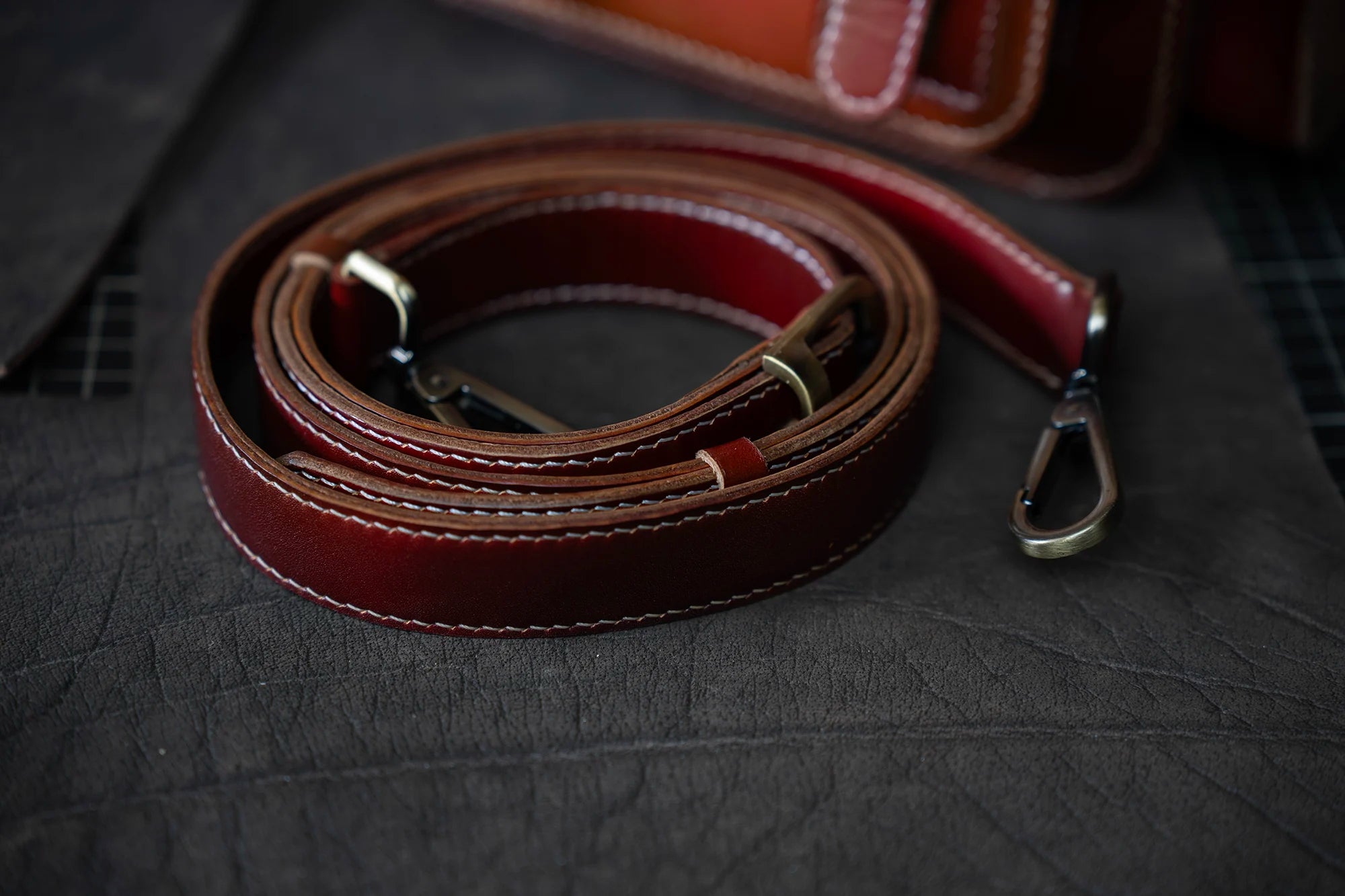 Handcrafted leather camera strap