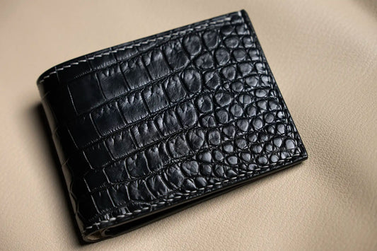 Men’s Handmade Mini Crocodile Leather Bifold Wallet