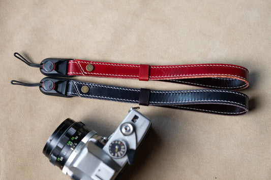 Handmade leather camera wrist strap
