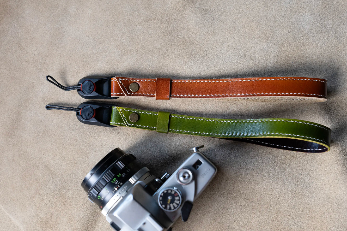 Handmade leather camera wrist strap