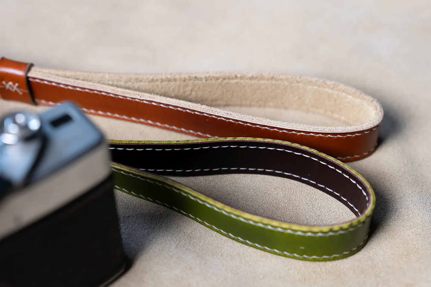 Handmade leather camera wrist strap